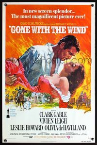 5x416 GONE WITH THE WIND 1sh R74 Terpning art of Clark Gable, Vivien Leigh, all-time classic!