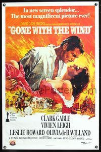 5x417 GONE WITH THE WIND 1sh R89 Clark Gable, Vivien Leigh, Olivia de Havilland, all-time classic!