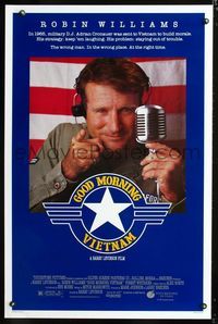 5x419 GOOD MORNING VIETNAM 1sh '87 Vietnam War radio DJ Robin Williams, directed by Barry Levinson!