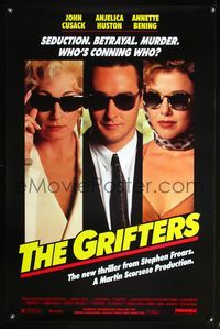 5x431 GRIFTERS 1sh '90 John Cusack, Annette Bening & Anjelica Huston all wearing sunglasses!