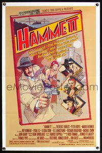 5x440 HAMMETT 1sh '82 Wim Wenders directed, Frederic Forrest, really cool detective artwork!