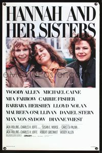 5x441 HANNAH & HER SISTERS 1sh '86 Woody Allen, Mia Farrow, Carrie Fisher, Barbara Hershey!