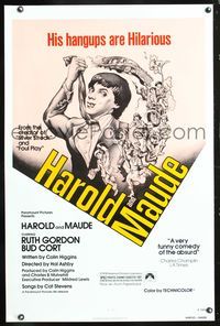 5x444 HAROLD & MAUDE 1sh R79 Ruth Gordon, Bud Cort's hangups are hilarious!