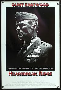 5x447 HEARTBREAK RIDGE advance 1sh '86 Clint Eastwood all decked out in medals!