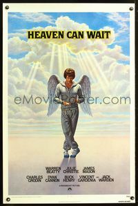 5x451 HEAVEN CAN WAIT int'l 1sh '78 art of angel Warren Beatty wearing sweats, football!