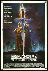 5x463 HIGHLANDER 2 1sh '91 great artwork of immortals Christopher Lambert & Sean Connery!