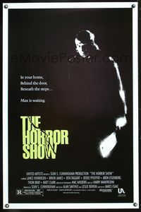 5x468 HORROR SHOW 1sh '89 great creepy image of crazed murderer w/butcher knife!