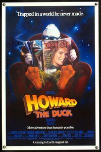 5x474 HOWARD THE DUCK advance 1sh '86 George Lucas, Lea Thompson, Jeffrey Jones, Tim Robbins!