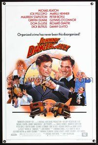 5x485 JOHNNY DANGEROUSLY 1sh '84 Drew Struzan art of gangsters Michael Keaton & Joe Piscopo!