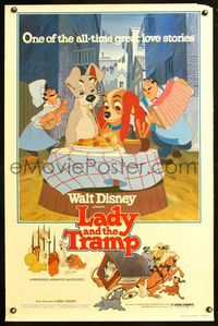 5x506 LADY & THE TRAMP 1sh R80 Walt Disney romantic canine classic cartoon!