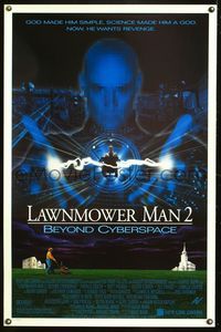 5x512 LAWNMOWER MAN 2 DS 1sh '96 sci-fi sequel, cool design, Beyond Cyberspace!