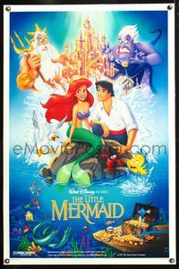 5x520 LITTLE MERMAID DS 1sh '89 Ariel & cast, Disney underwater cartoon!