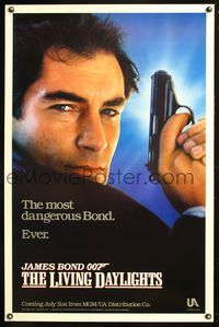 5x522 LIVING DAYLIGHTS teaser 1sh '87 Timothy Dalton as most dangerous James Bond with gun!