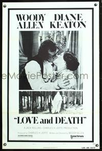 5x527 LOVE & DEATH style B 1sh '75 Woody Allen & Diane Keaton romantic kiss close up!