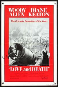 5x528 LOVE & DEATH style C 1sh '75 Diane Keaton about to fire Woody Allen from cannon!