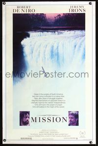 5x553 MISSION 1sh '86 Robert De Niro, Jeremy Irons, cool waterfall artwork!