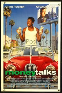 5x555 MONEY TALKS DS 1sh '97 wacky image of Chris Tucker, reporter Charlie Sheen!