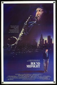 5x641 ROUND MIDNIGHT 1sh '86 Dexter Gordon, saxophone, Steven Chorney art!