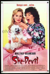 5x663 SHE-DEVIL 1sh '89 wacky image of Rosanne Barr w/pretty Meryl Streep!