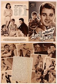 5y185 GIDGET GOES HAWAIIAN German program '61 different images of Deborah Walley on the beach!