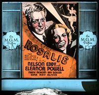 5y091 ROSALIE glass slide '37 cool art of Nelson Eddy & Eleanor Powell + sexy showgirl!