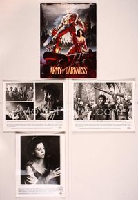 5y114 ARMY OF DARKNESS presskit '93 Sam Raimi, great artwork of Bruce Campbell with chainsaw hand!