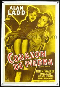 5z221 LUCKY JORDAN linen Spanish/U.S. 1sh R46 great close up art of Alan Ladd carrying sexy Helen Walker!