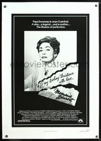 5z240 MOMMIE DEAREST linen 1sh '81 great portrait of Faye Dunaway as Joan Crawford!