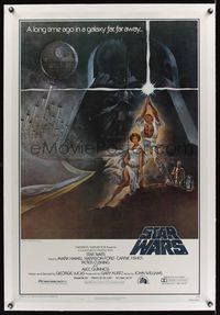 5z327 STAR WARS linen style A 1sh '77 George Lucas classic sci-fi epic, great art by Tom Jung!