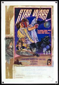 5z328 STAR WARS linen NSS style D 1sh 1978 George Lucas, cirus billboard-like art by Struzan & White!