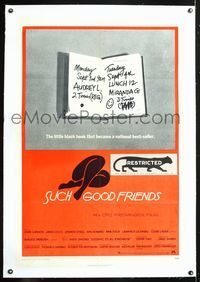 5z333 SUCH GOOD FRIENDS linen 1sh '72 Otto Preminger, image of little black book, Saul Bass art!