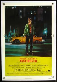 5z342 TAXI DRIVER linen 1sh '76 classic art of Robert De Niro by cab, directed by Martin Scorsese!