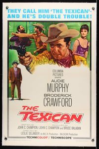 5z353 TEXICAN linen 1sh '66 cowboy Audie Murphy is the Texican, Broderick Crawford, sexy Diana Lorys