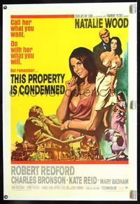 5z358 THIS PROPERTY IS CONDEMNED linen int'l 1sh '66 different art of sexy Natalie Wood & Redford!