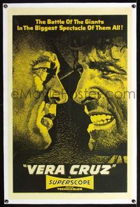 5z373 VERA CRUZ linen style B 1sh '55 best super c/u art of cowboys Gary Cooper & Burt Lancaster!