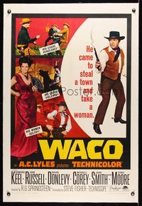 5z378 WACO linen 1sh '66 Howard Keel, sexy Jane Russell, Brian Donlevy, Wendell Corey