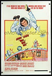 5z380 WAY WAY OUT linen 1sh '66 astronaut Jerry Lewis sent to live on the moon in 1989!