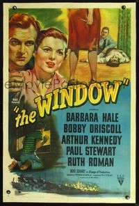 5z388 WINDOW linen 1sh '49 imagination was not what held Bobby Driscoll fear-bound by the window!