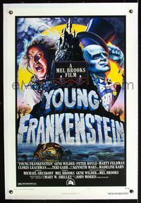 5z397 YOUNG FRANKENSTEIN linen style B 1sh '74 Mel Brooks, art of Gene Wilder, Peter Boyle & Feldman