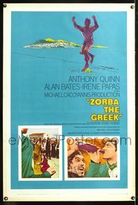 5z399 ZORBA THE GREEK linen 1sh '65 Anthony Quinn, Irene Papas, Alan Bates, Michael Cacoyannis