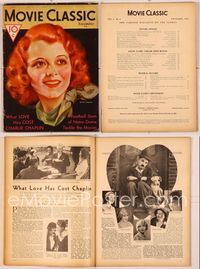 6e131 MOVIE CLASSIC magazine November 1931, artwork of redheaded Janet Gaynor by Marland Stone!