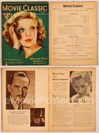 6e130 MOVIE CLASSIC magazine October 1931, artwork of beautiful Loretta Young by Marland Stone!