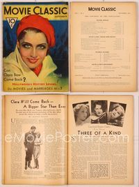 6e129 MOVIE CLASSIC Vol 1. No. 1 magazine September 1931, art of Norma Shearer by Marland Stone!