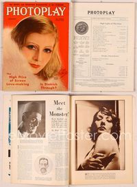 6e120 PHOTOPLAY magazine January 1933, wonderful art portrait of Greta Garbo by Earl Christy!