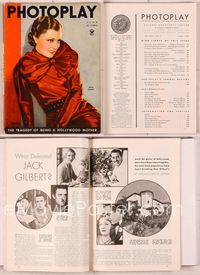 6e125 PHOTOPLAY magazine June 1935, artwork of beautiful Irene Dunne in cool red outfit!