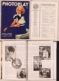 6e124 PHOTOPLAY magazine May 1935, art of pretty seated Jean Harlow by Georgia Warren!