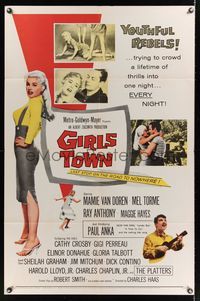 6j300 GIRLS TOWN 1sh '59 sexy bad youthful rebel Mamie Van Doren, first Paul Anka, who is shown!