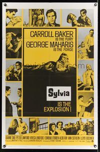 6k860 SYLVIA 1sh '65 Carroll Baker, George Maharis, Joanne Dru!