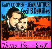 6m090 PLAINSMAN glass slide '36 great close up of Gary Cooper & Jean Arthur, Cecil B. DeMille