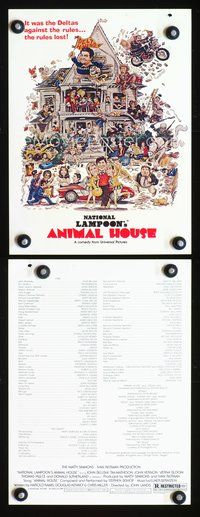 6r091 ANIMAL HOUSE screening program '78 John Belushi, Landis classic, art by Nick Meyerowitz!